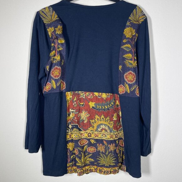 Soft Surroundings Desert Mirage Tunic Women’s M Embroidered Navy Floral Top! - Picture 4 of 4